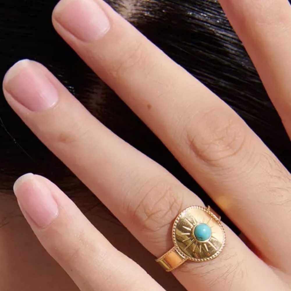 18K Gold Plated Natural Tianhe Stone Sun Ring